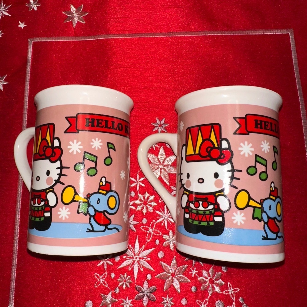 Hello Kitty Christmas Mugs Set of 2 Frankford Candy Holiday Design Ceramic